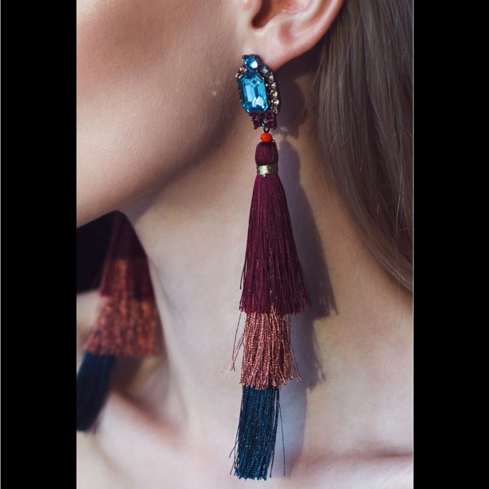 Zara Multicolor Rhinestone Tassel Earrings – New With Tags